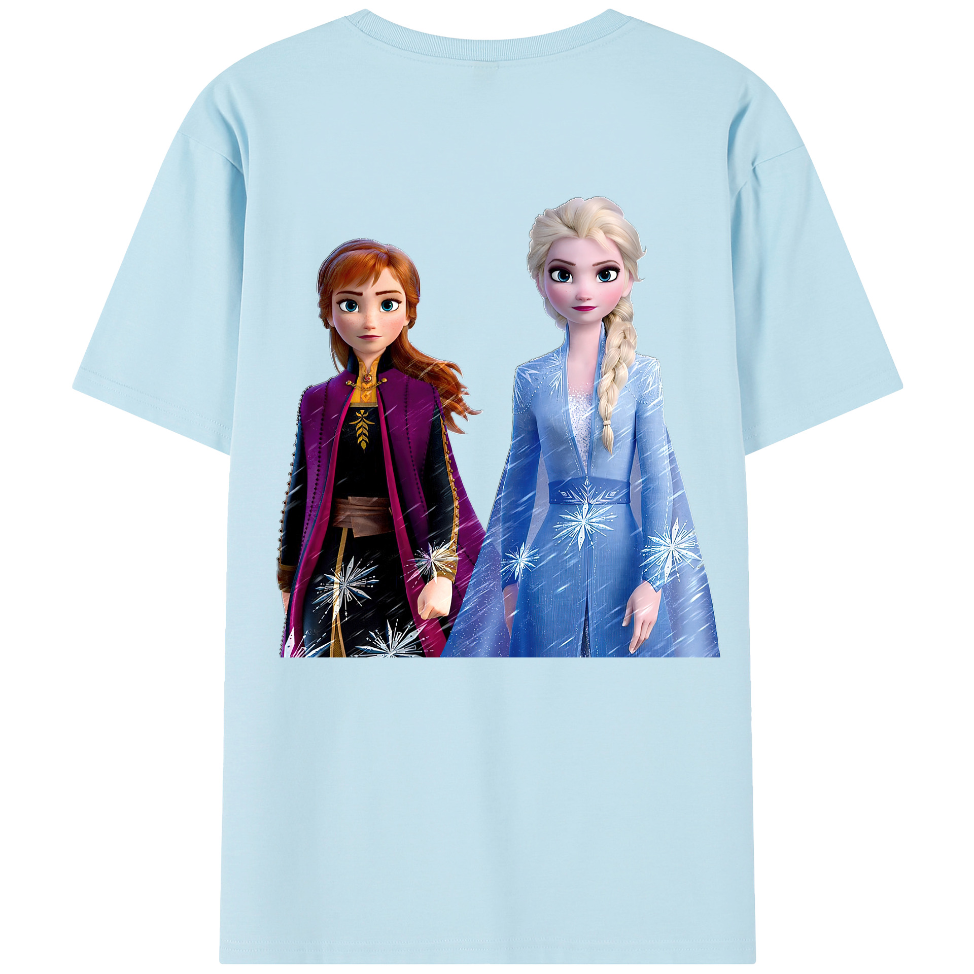 （画像用） アナと雪の女王 アンナ エルサ Frozen Anna Elsa 綿100％半袖Tシャツ（背面プリント）